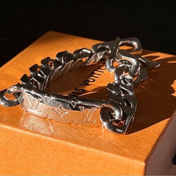Louis Vuitton Silver Monogram Chain Bracelet - Picture 1 of 6